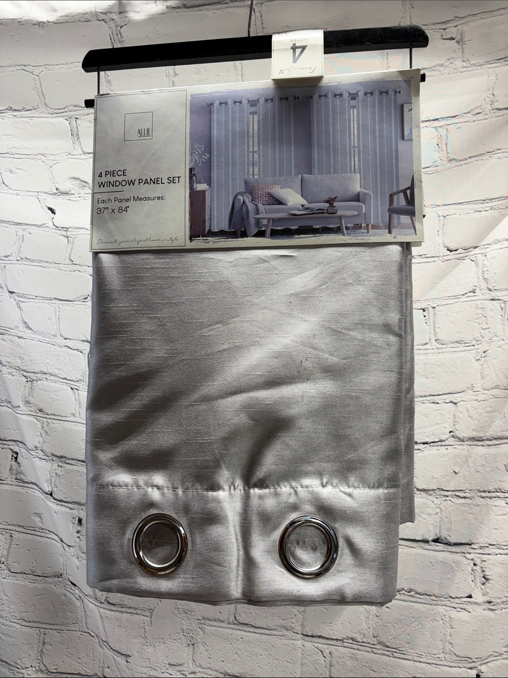 Silver Grommet Curtain Panels - 4 Piece Set
